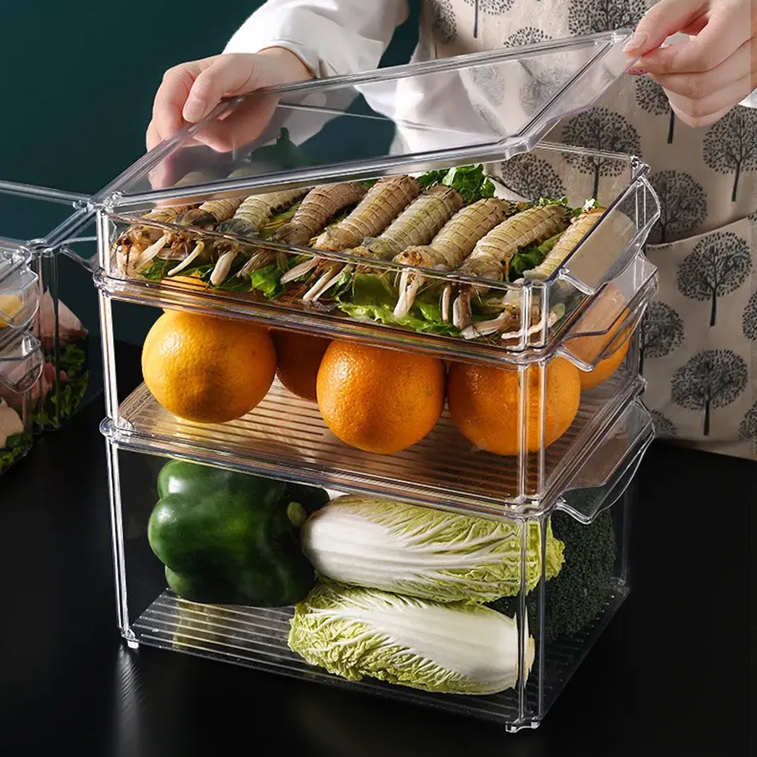 5248 Refrigerator Organizer Bins Stackable Fridge Organizers for Freezer, Kitchen, Cabinets Box DeoDap 5248 Refrigerator Organizer Bins Stackable Fridge Organizers for Freezer, Kitchen, Cabinets Box DeoDap